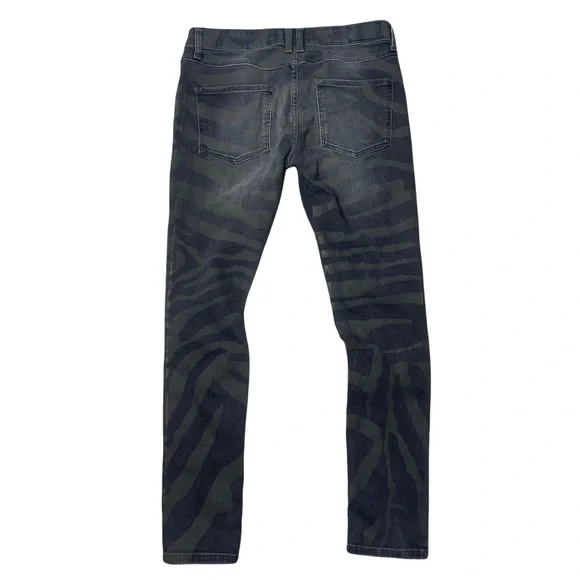 SANDRO Women's Black Washed Green Zebra Print Skinny Denim Jeans Size 40 EUC - Picture 11 of 11